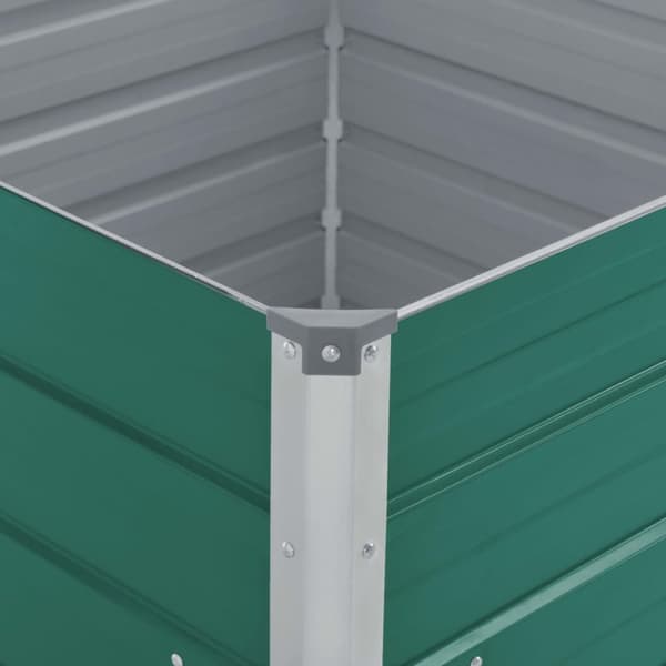 forhøjet blomsterbed 100 x 100 x 45 cm galvaniseret stål grøn