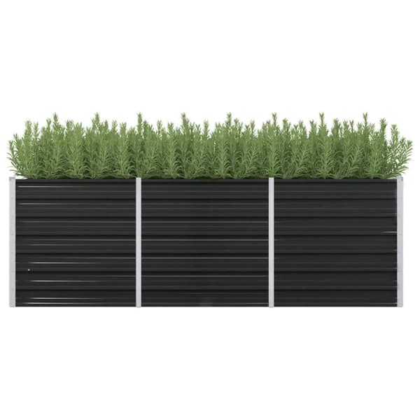 hævet plantekasse 240x80x77 cm galvaniseret stål antracitgrå