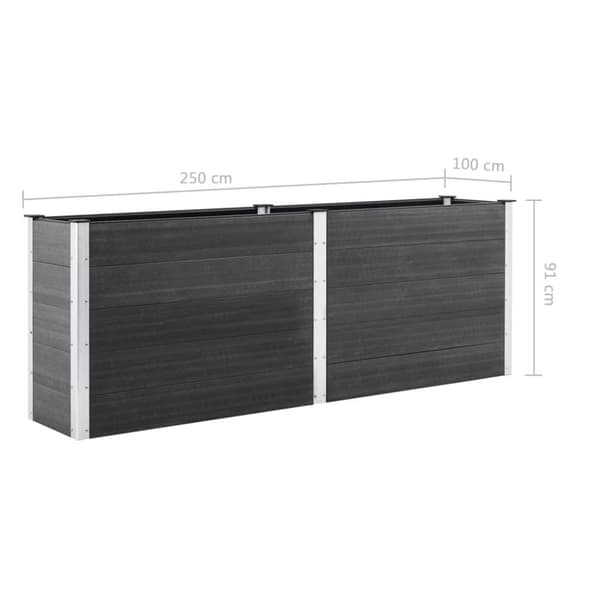 forhøjet plantekasse 250x100x91 cm WPC grå