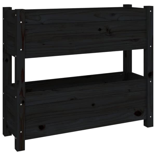 Odlingslåda svart 77x25x66 cm massiv furu