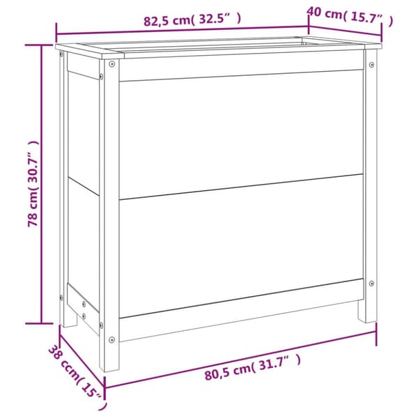 plantekasse 82,5x40x78 cm massivt fyrretræ hvid