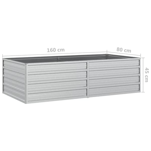 højbed 160x80x45 cm galvaniseret stål sølvfarvet