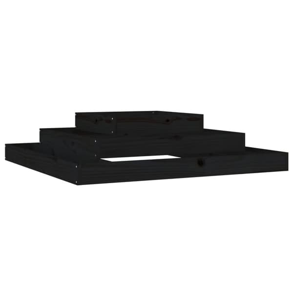 plantekasse 110x110x27 cm massivt fyrretræ sort