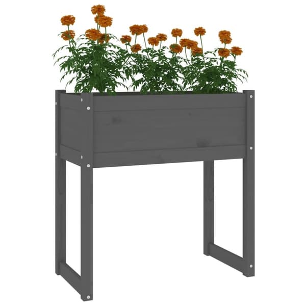 plantekasse 78x40x81 cm massivt fyrretræ grå