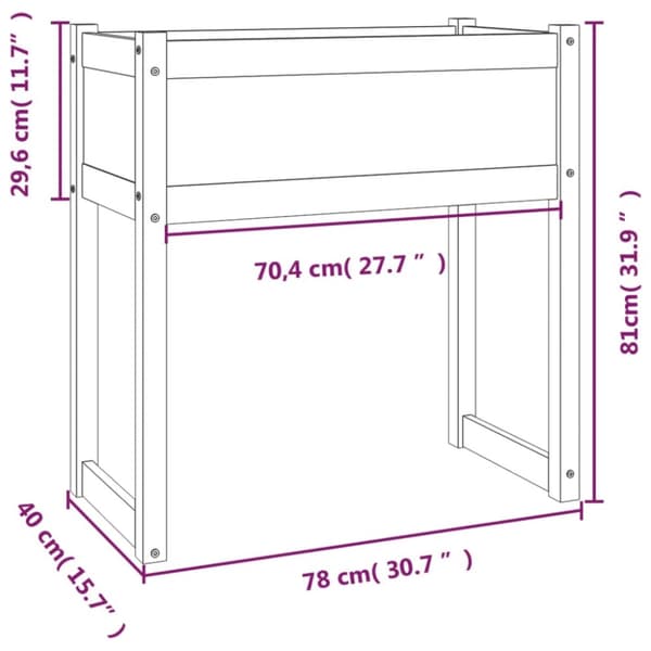 plantekasse 78x40x81 cm massivt fyrretræ grå