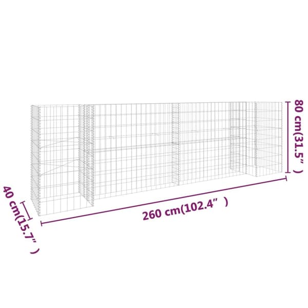 H-formet gabion-plantekasse 260x40x80 cm stål