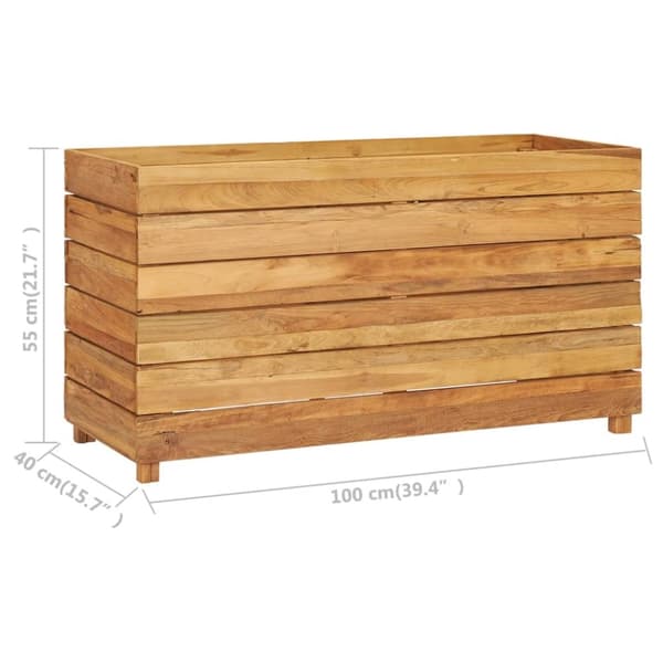 højbed 100x40x55 cm genanvendt teaktræ og stål