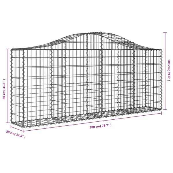 Kaarevat kivikorit 10 kpl 200x30x80/100 cm galvanoitu rauta