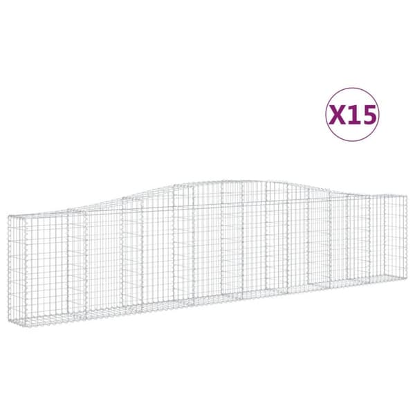 Gabioner bågformade 15 st 400x30x80/100 cm galvaniserat järn