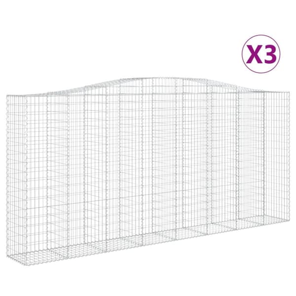 buede gabionkurve 3 stk. 400x50x180/200 cm galvaniseret jern