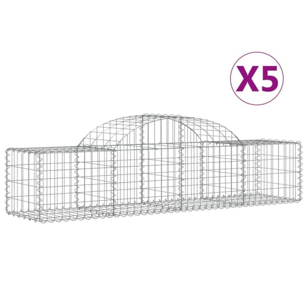 Gabioner bågformade 5 st 200x50x40/60 cm galvaniserat järn