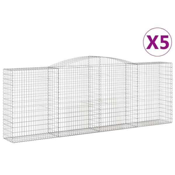 Gabioner bågformade 5 st 400x50x140/160 cm galvaniserat järn