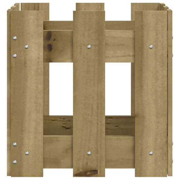 plantekasse med stakitdesign 30x30x30 cm imprægneret fyrretræ