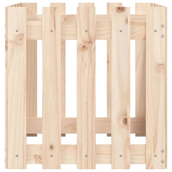 Odlingslåda med staket-design 50x50x50 cm massiv furu