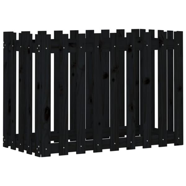 højbed med stakitdesign 100x50x70 cm massivt fyrretræ sort