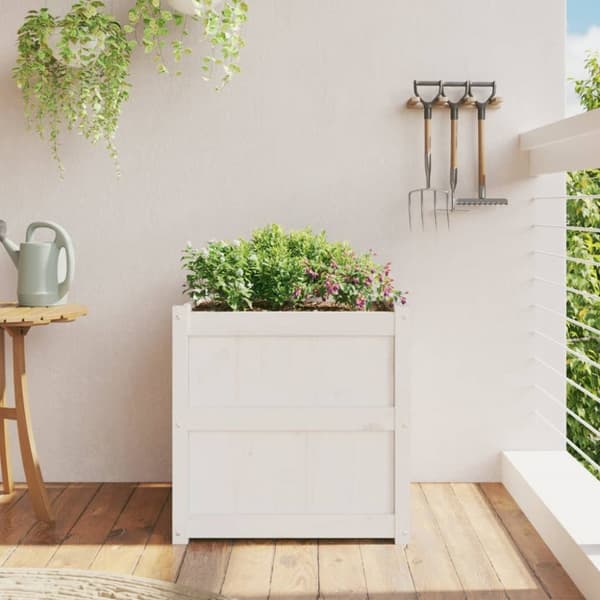 plantekasse 60x60x60 cm massivt fyrretræ hvid