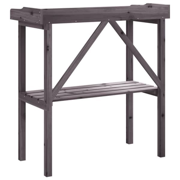 vidaXL Kukkapöytä hyllyllä harmaa 78x38x82,5 cm täysi kuusi