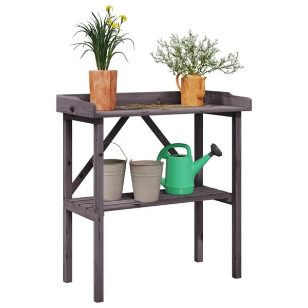 vidaXL Kukkapöytä hyllyllä harmaa 78x38x82,5 cm täysi kuusi