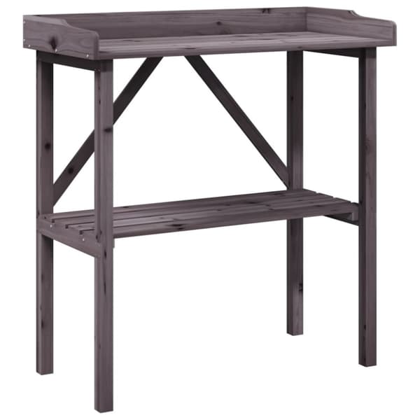 vidaXL Kukkapöytä hyllyllä harmaa 78x38x82,5 cm täysi kuusi