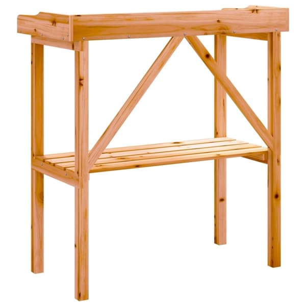 vidaXL Plantebord med hylle brun 78x38x82,5 cm heltre gran