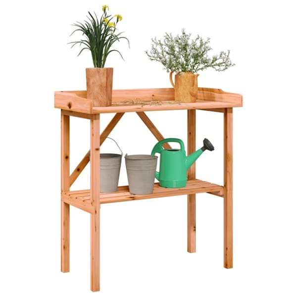 vidaXL Plantebord med hylle brun 78x38x82,5 cm heltre gran