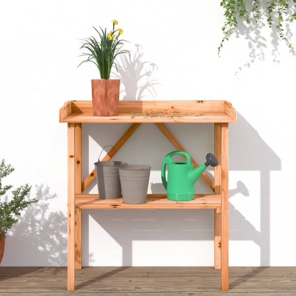 vidaXL Plantebord med hylle brun 78x38x82,5 cm heltre gran