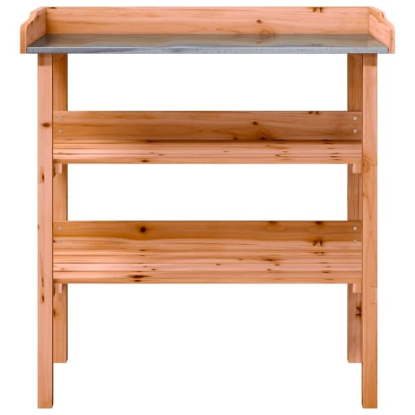 vidaXL Växtbord med hylla brun 78x38x82,5 cm massivt granträ
