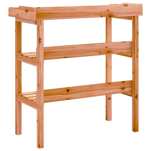 vidaXL Växtbord med hylla brun 78x38x82,5 cm massivt granträ