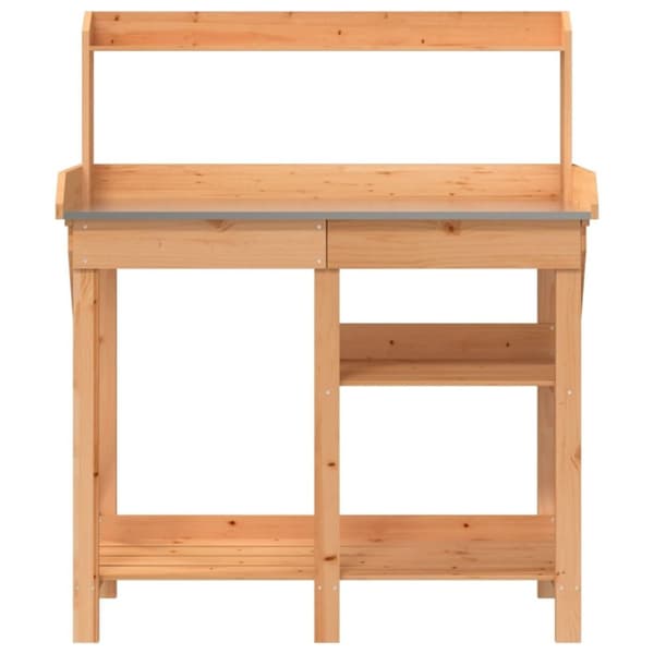 vidaXL Planteringsbord med hyllor brun massivt granträ