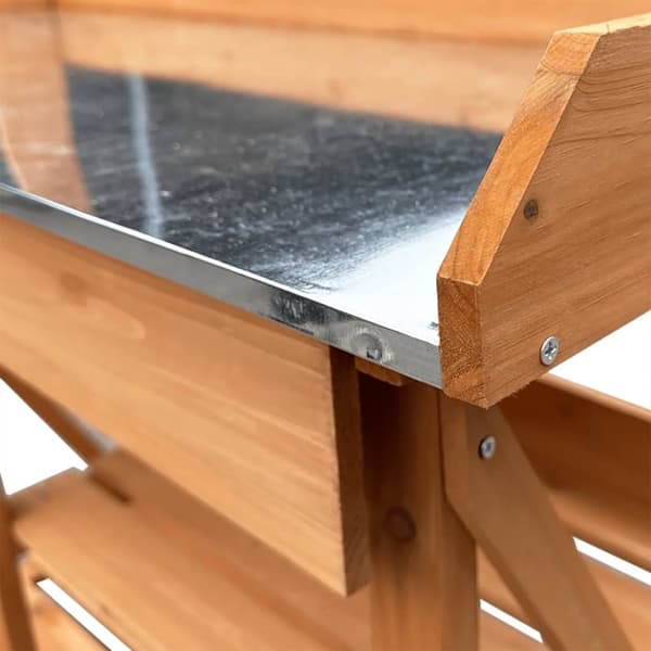 vidaXL Planteringsbord med hyllor brun massivt granträ