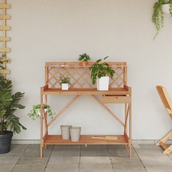 vidaXL pottebord med espalier massivt fyrretræ brun