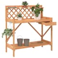 Miniatyrbillede 10 af 10: vidaXL pottebord med espalier massivt fyrretræ brun