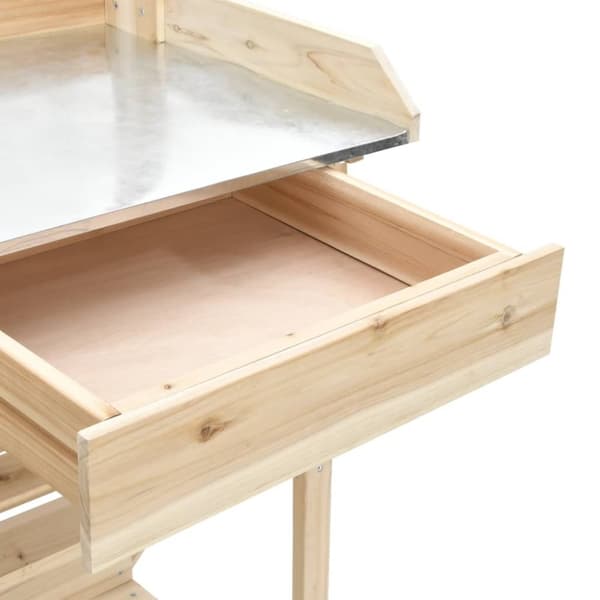 vidaXL Planteringsbord med hyllor massivt granträ