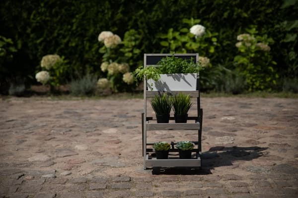 Træblomsterreol /70x39x48 cm/ Grå finish