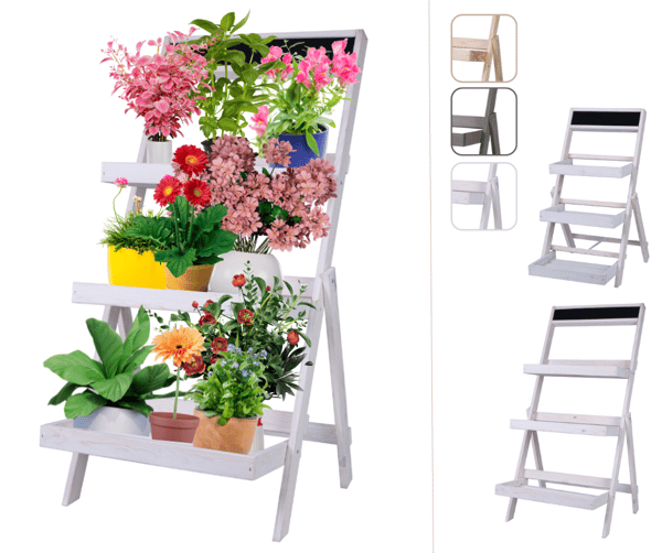 Træblomsterreol /100x52x52 cm/ Hvidt finish