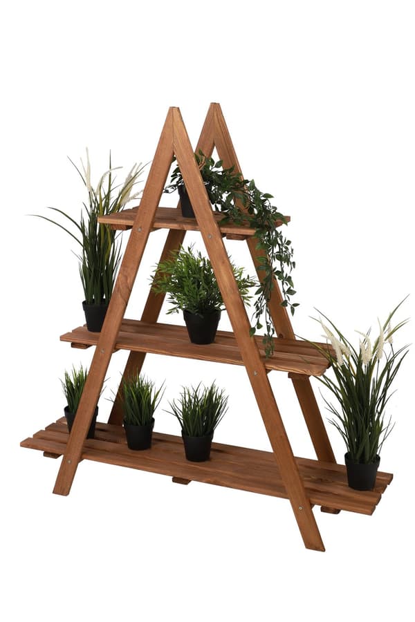 Træblomsterstativ 107x101x26 cm - RP/ 3-niveau/ Brun