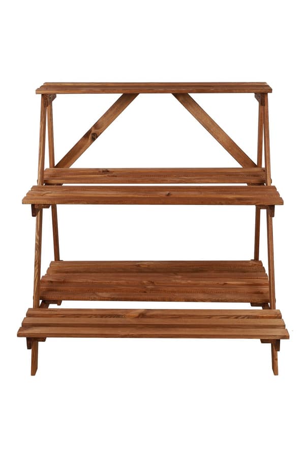 Træblomsterkrukke 65x65x46 cm - RP/ 3-etagers/ Brun