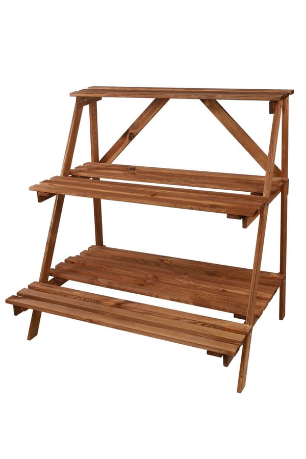 Træblomsterkrukke 65x65x46 cm - RP/ 3-etagers/ Brun