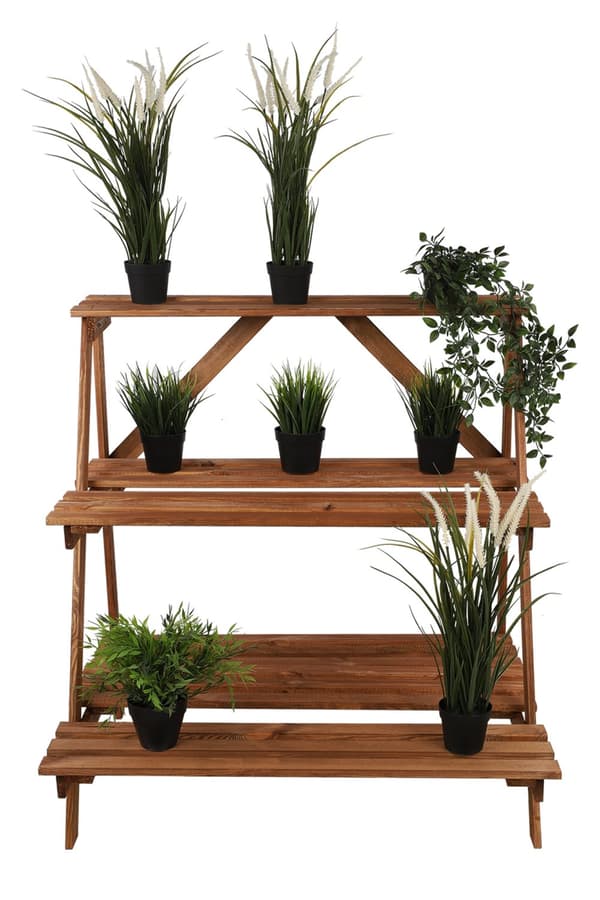 Træblomsterkrukke 65x65x46 cm - RP/ 3-etagers/ Brun
