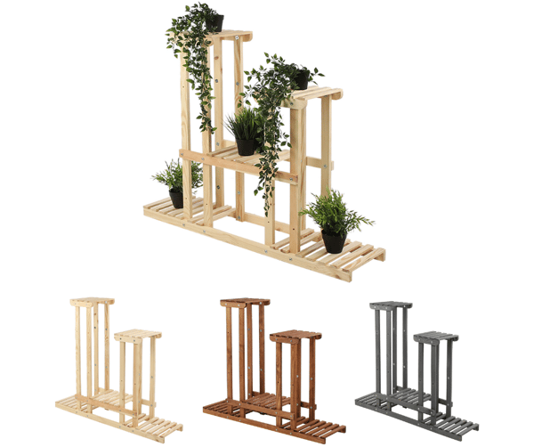 Monitasoinen kukkaruukku 5-hyllyinen RKB /95x116x25/ Luonnonvärinen