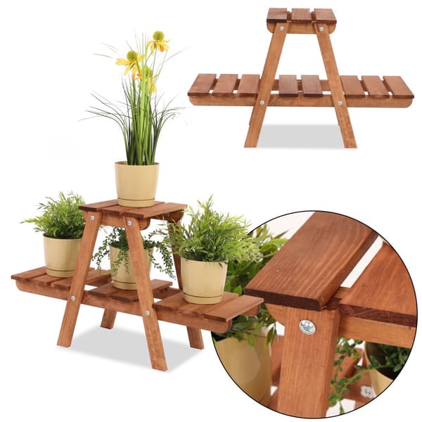 Mange niveauer blomsterstativ 3-hyldet RKA /45x74x25/ Brun