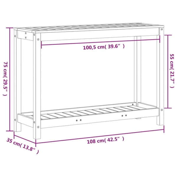 vidaXL Växtbord med hylla 108x35x75 cm massiv impregnerad furu