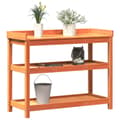 Miniatyrbilde 3 av 10: vidaXL Pottebord med hyller brun 108x45x86,5 cm heltre furu