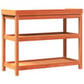 Miniatyrbilde 6 av 10: vidaXL Pottebord med hyller brun 108x45x86,5 cm heltre furu