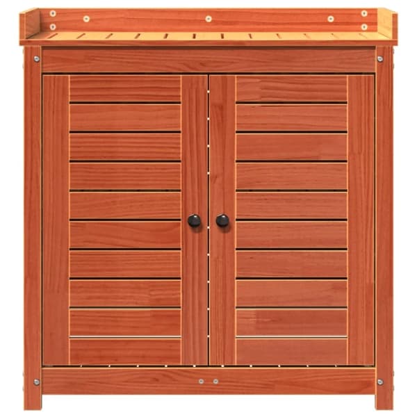 vidaXL Pottebord med hyller brun 82,5x50x86,5 cm heltre furu