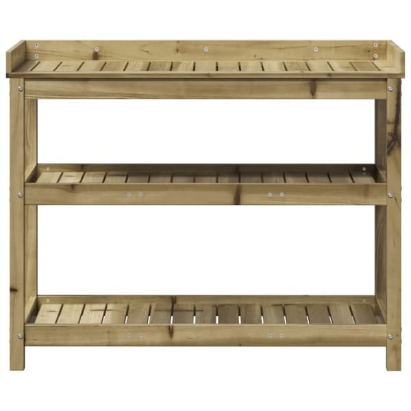 vidaXL Pottebord med hyller 108x45x86,5 cm heltre furu