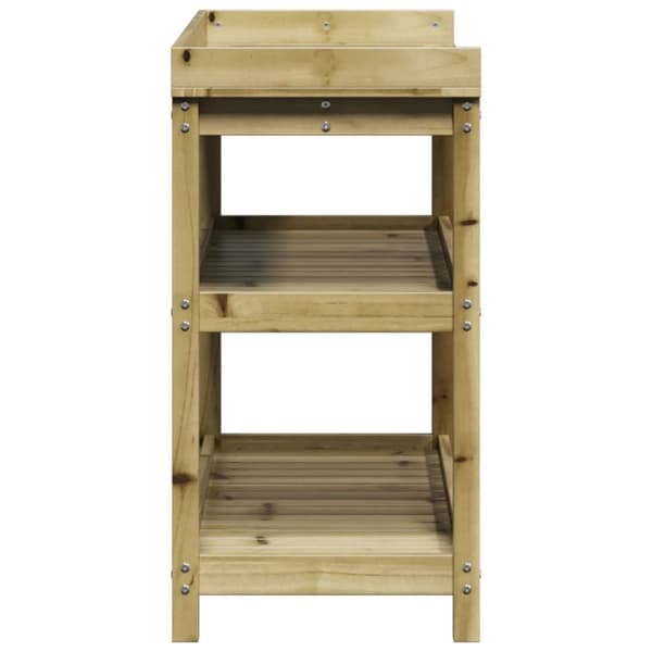 vidaXL Ruukutuspöytä hyllyillä 108x45x86,5 cm kyllästetty mänty