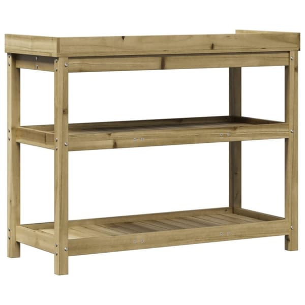 vidaXL Ruukutuspöytä hyllyillä 108x45x86,5 cm kyllästetty mänty