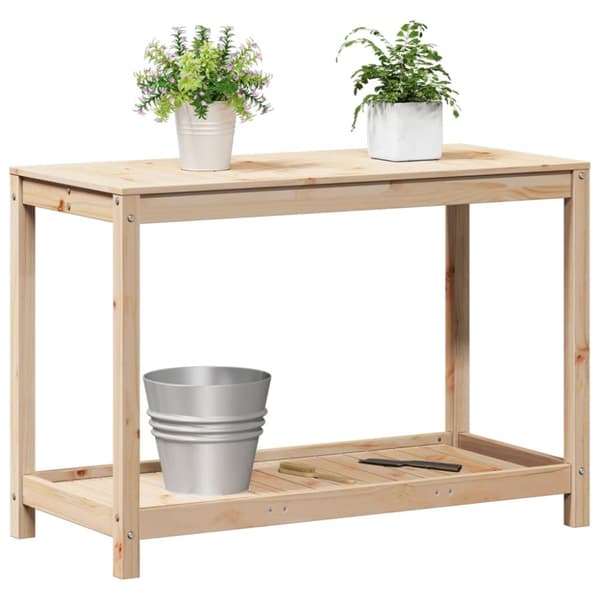 vidaXL Växtbord med hylla 108x50x75 cm massivt furu