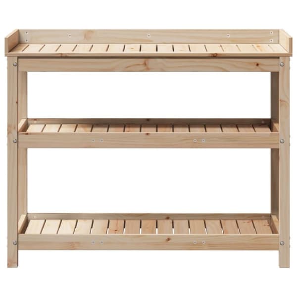 vidaXL Ruukutuspöytä hyllyillä 108x45x86,5 cm täysi mänty